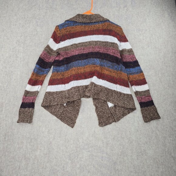 Lipstick Womens Striped Knit Open Front Cardigan Brown Multicolor Acrylic - Picture 2 of 6